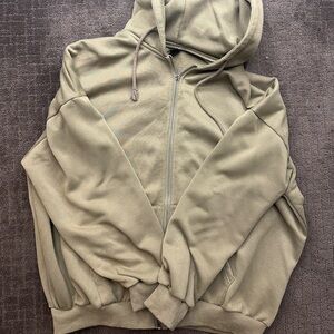 Olive Green Zip Up Sweatshirt
